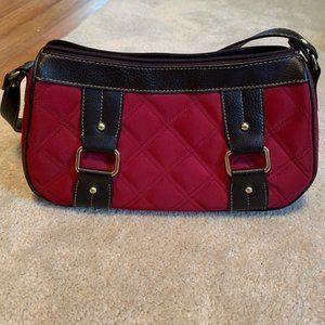 Red Quilted Purse with Brown Trim